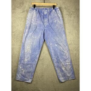Savane Pants XL Mens Blue Acid Wash Elastic Waist Drawstring Cotton Casual